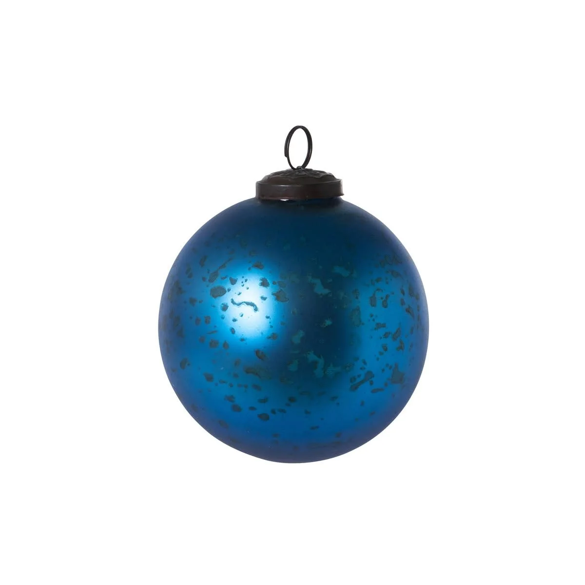 Antique Matte Blue Glass Ball Ornament - Image 2