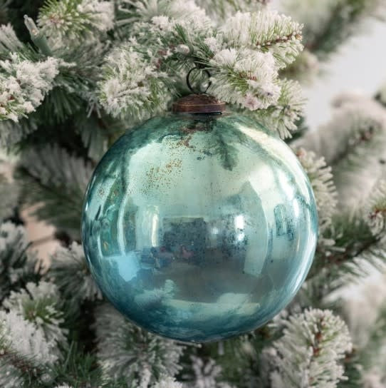 Antique Shiny  Blue Kyanite Glass Ball Ornament, Extra-Large