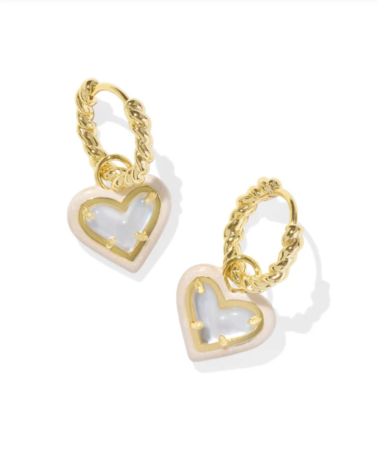Ari Heart Enamel Frame Huggie Earrings - Image 3