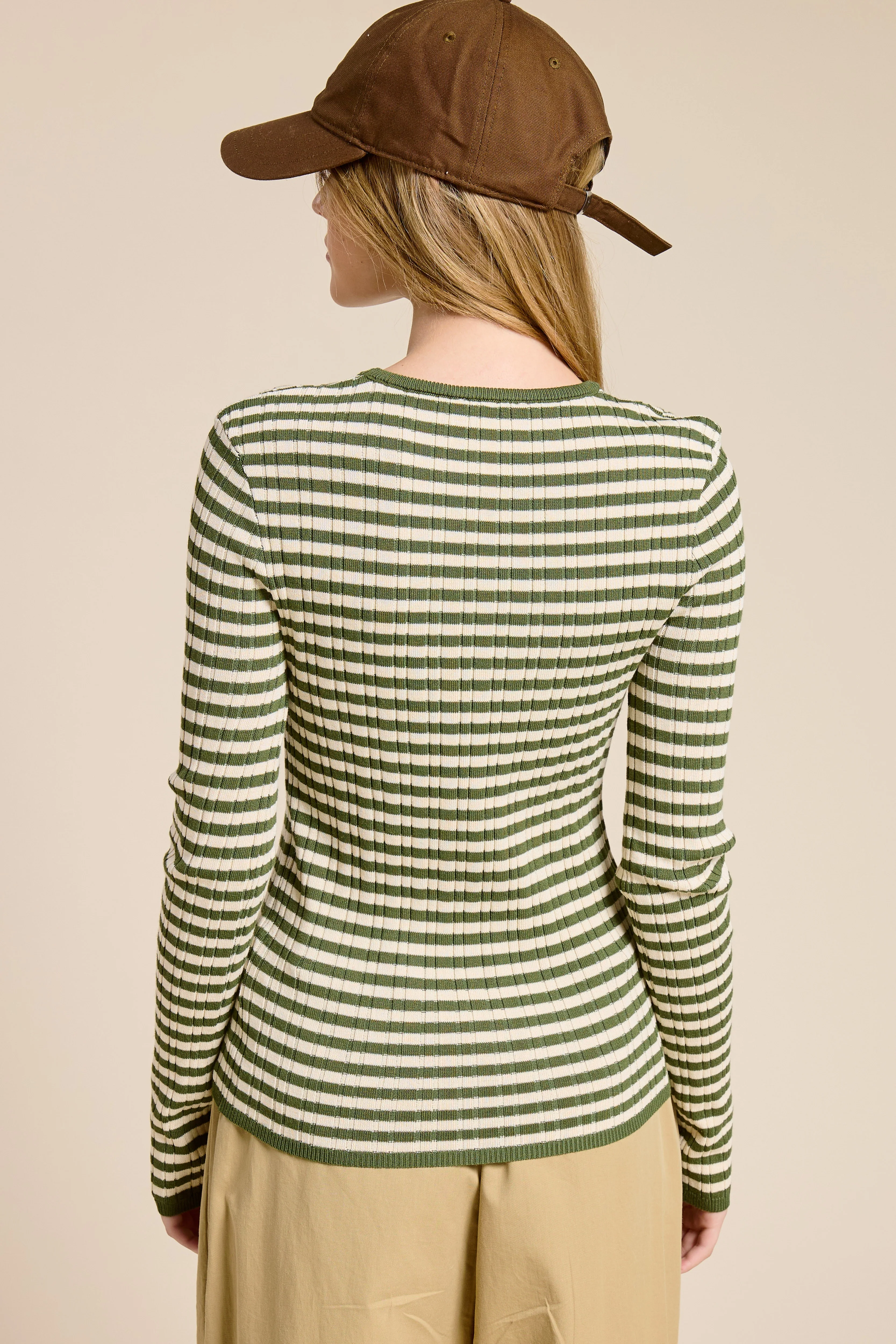 Ariah Ribbed Knit Striped Long Sleeve Top - Image 3