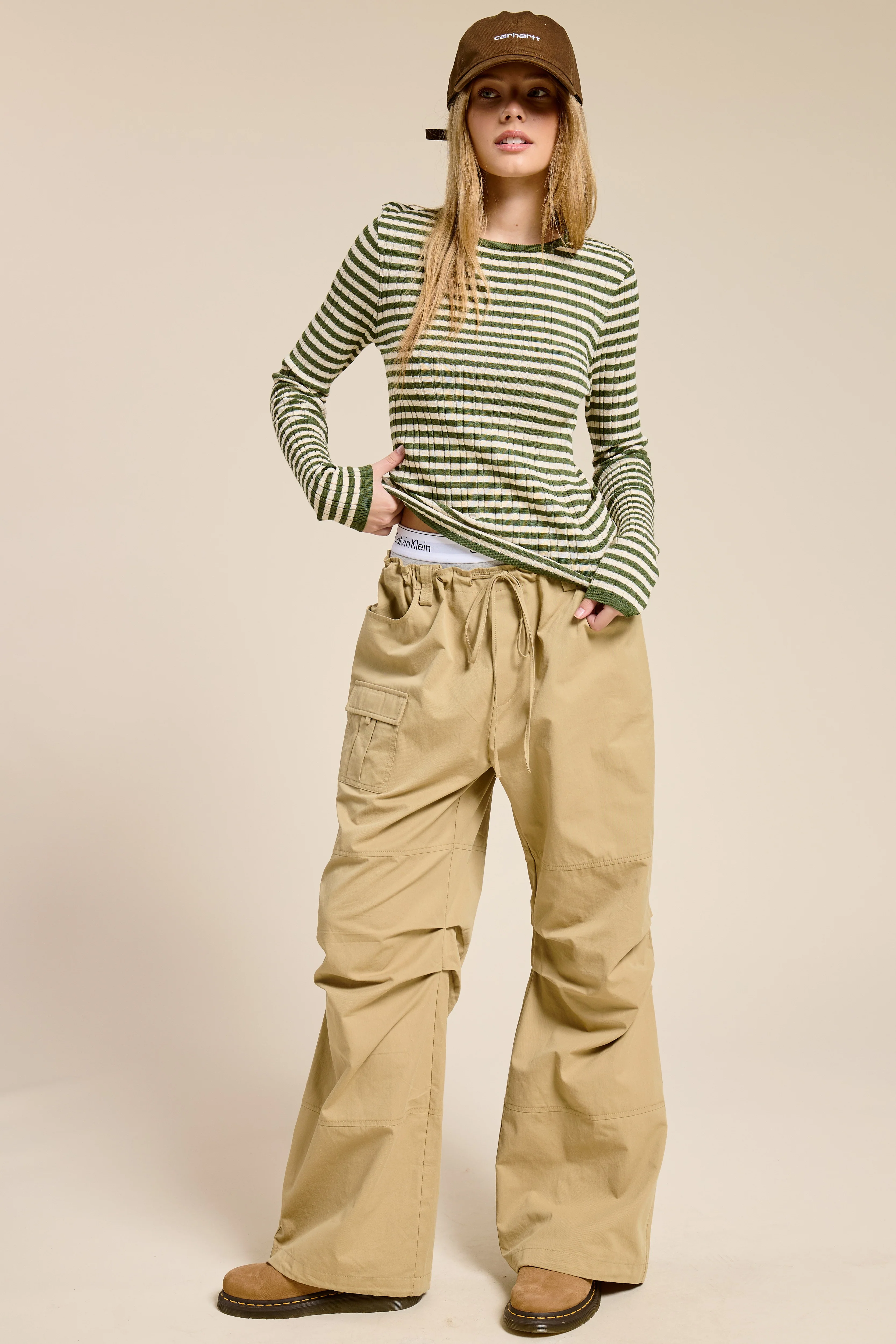 Ariah Ribbed Knit Striped Long Sleeve Top - Image 9