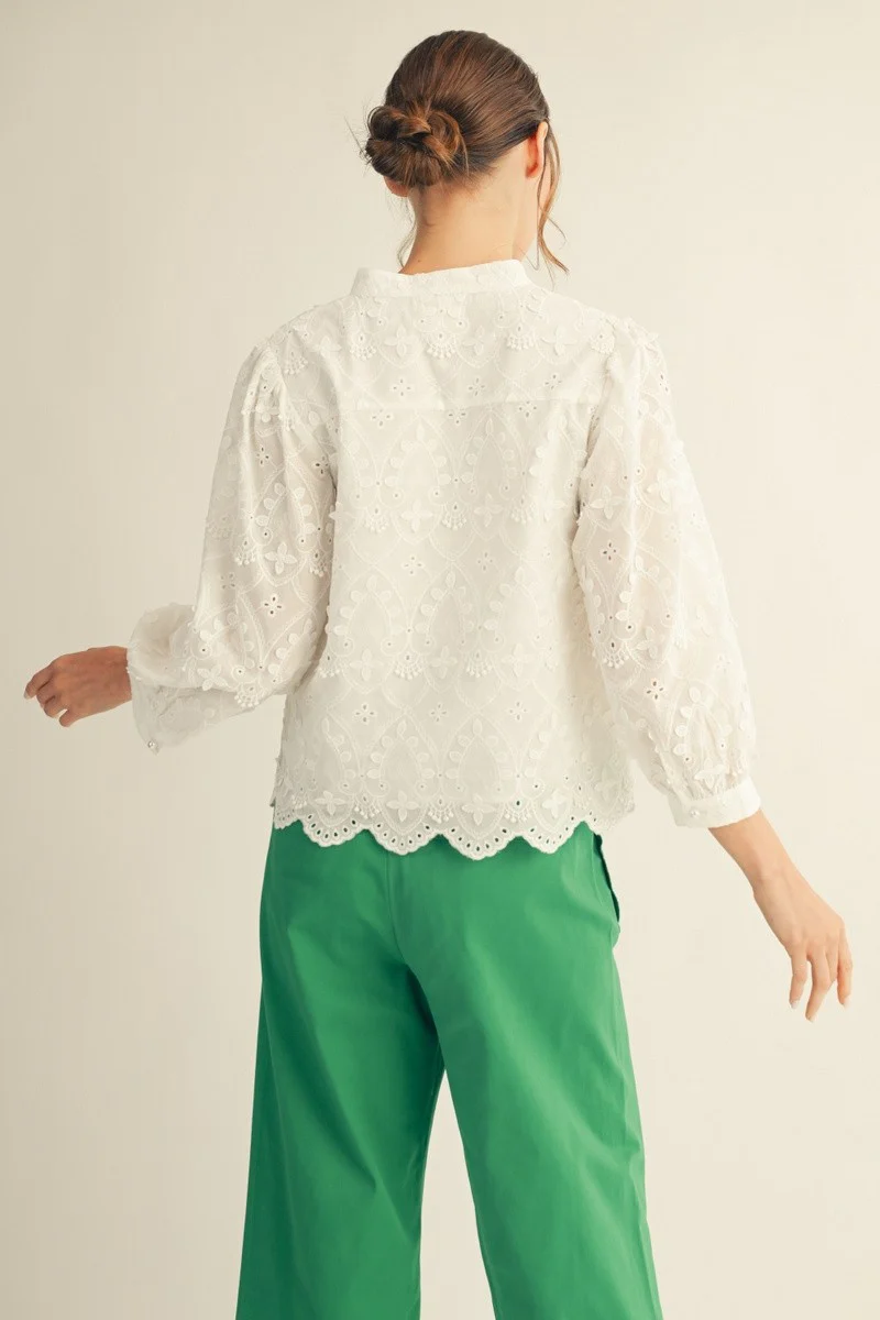 Ariana Scallop Hem 3D Lace Top - Image 2