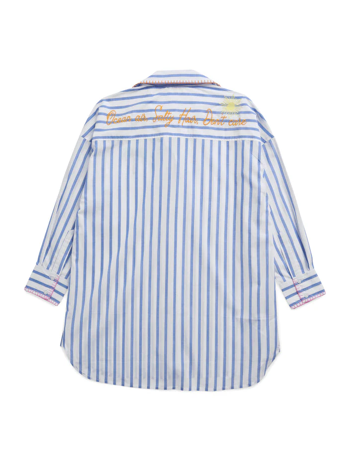 Ashley "Beach/Ocean Air, Salty Hair, Don't Care" Cover-Up Shirt - Image 2