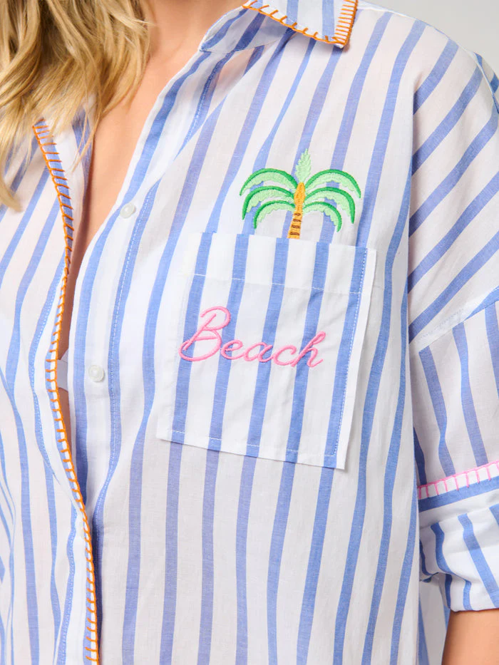 Ashley "Beach/Ocean Air, Salty Hair, Don't Care" Cover-Up Shirt - Image 4