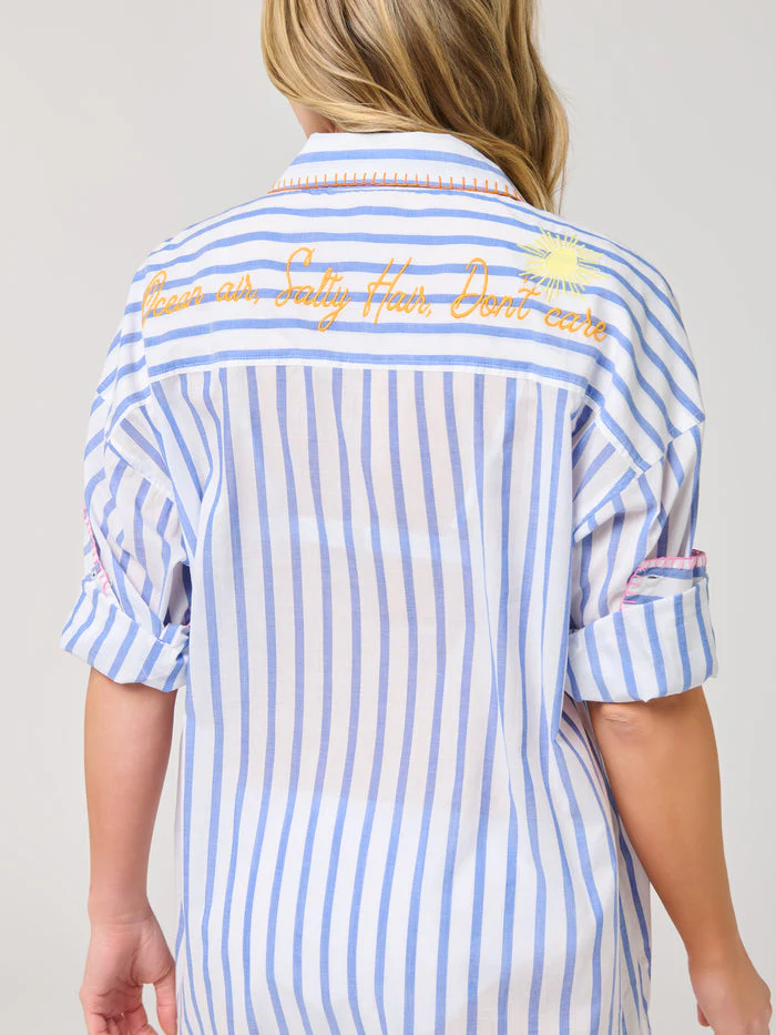 Ashley "Beach/Ocean Air, Salty Hair, Don't Care" Cover-Up Shirt - Image 5