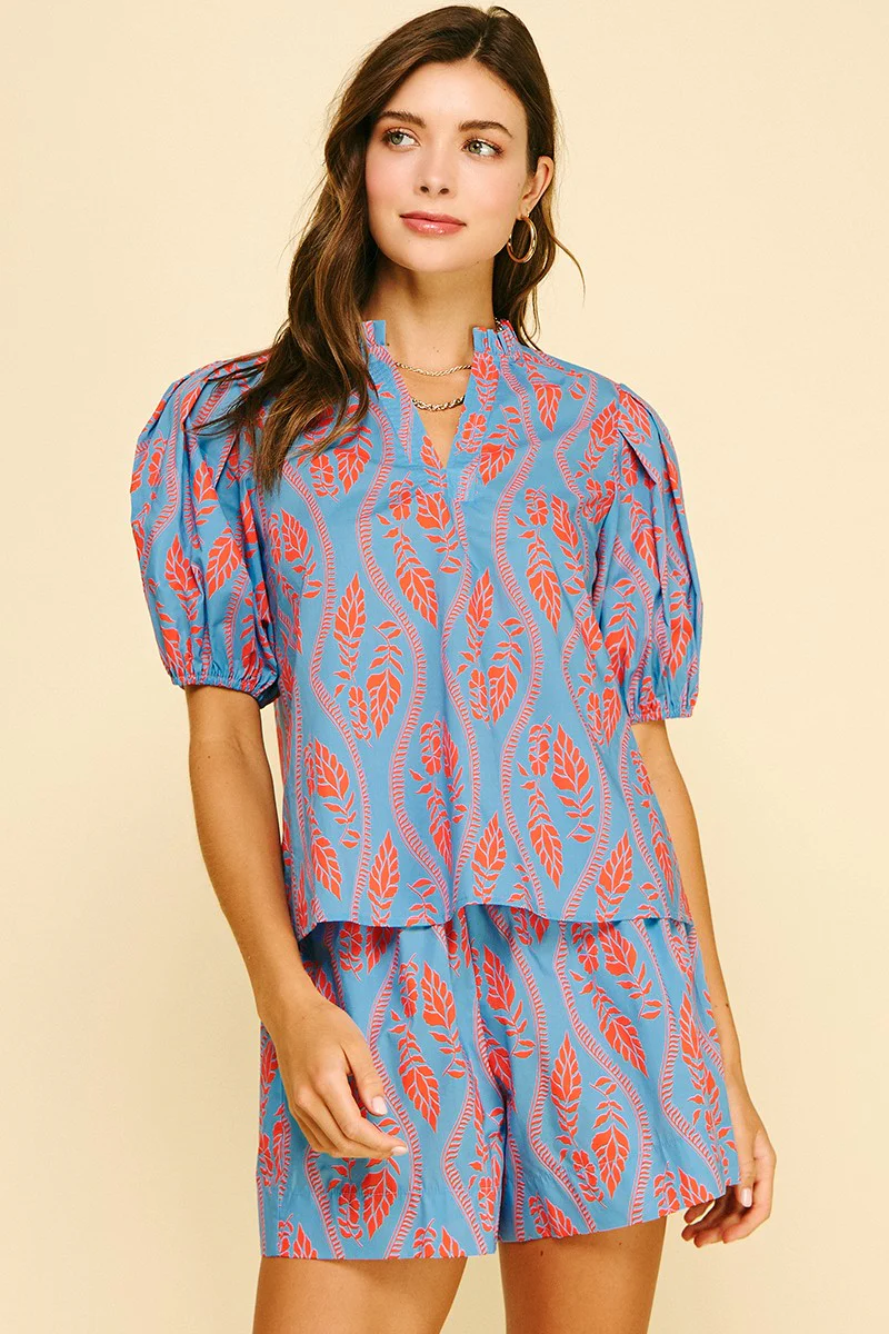 Ashley Botanical Print Blouse Top