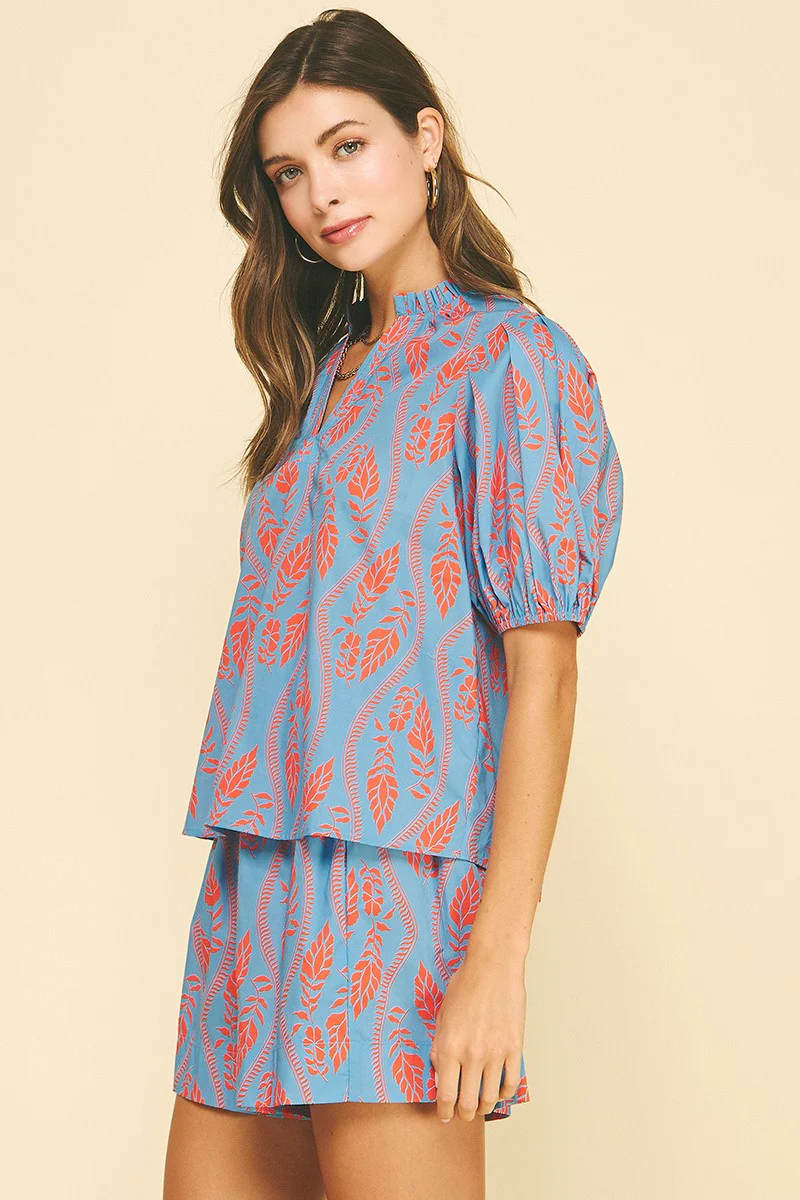 Ashley Botanical Print Blouse Top - Image 2