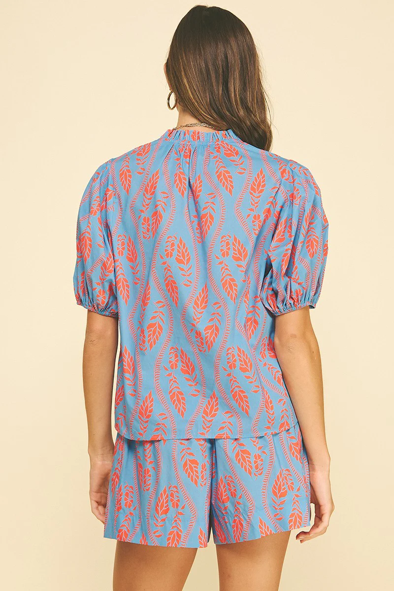 Ashley Botanical Print Blouse Top - Image 3