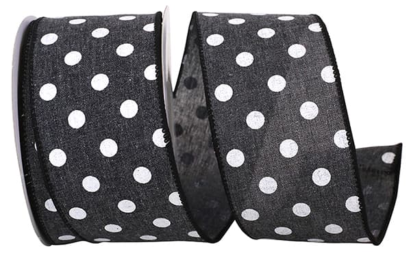 Aspirin Dot Linen Wired Edge, 2-1/2 Inch, 10 Yards
