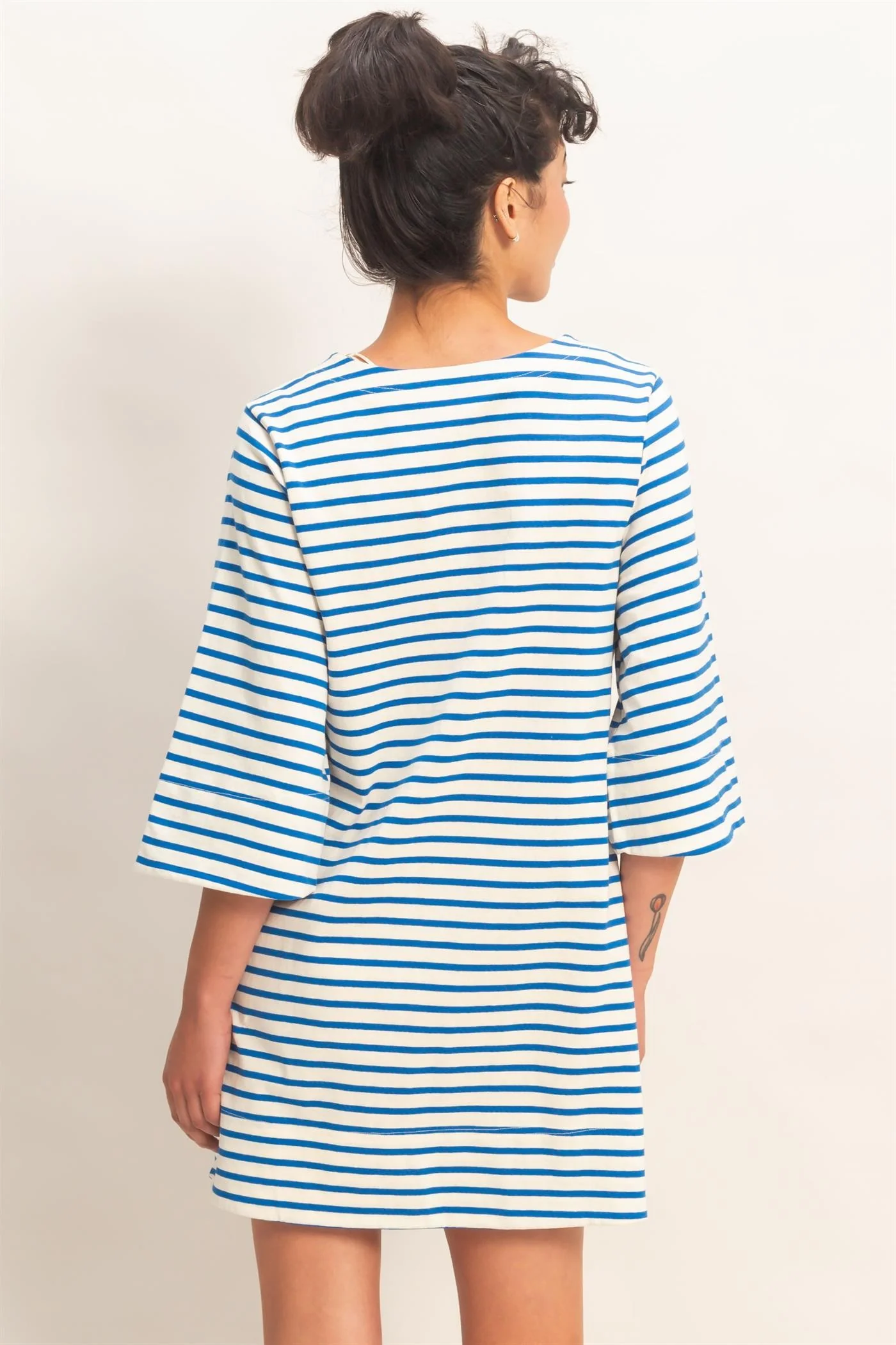 Aurora Striped Round Neck Half-sleeve Mini Dress - Image 2