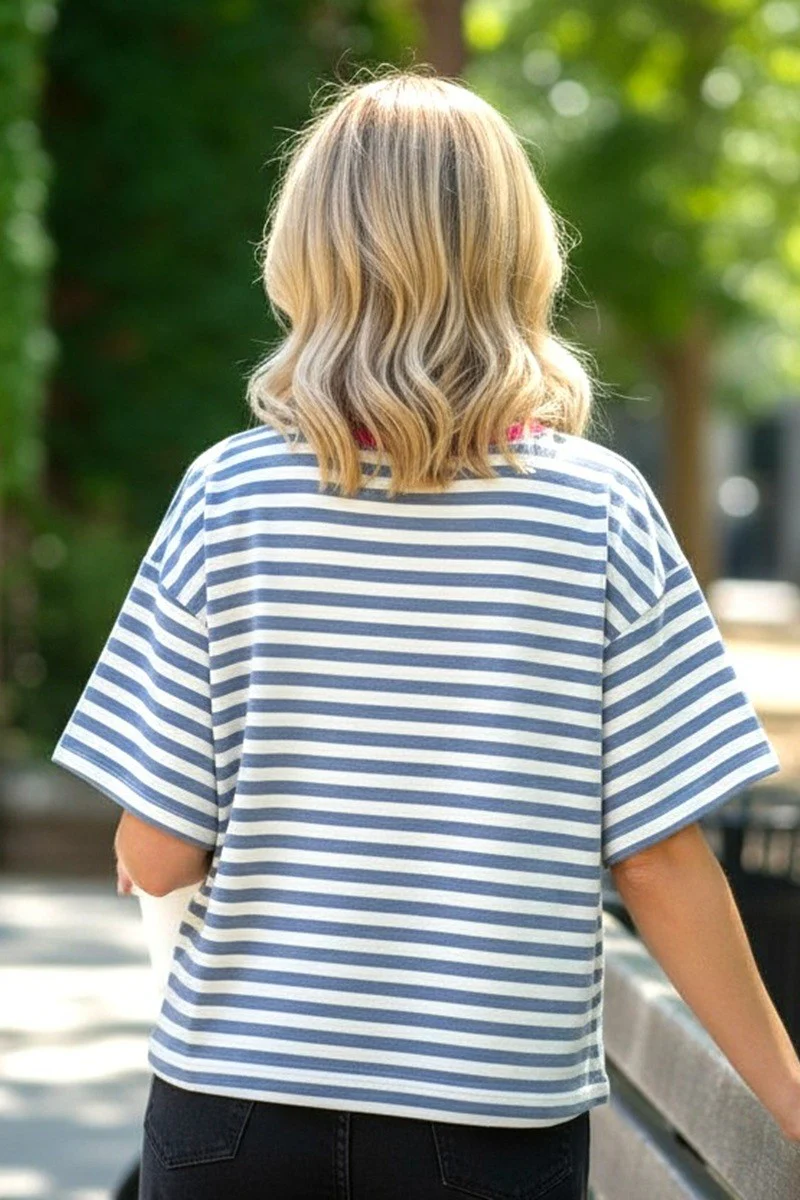 Avery Oversized Terry Stripe Top - Image 2