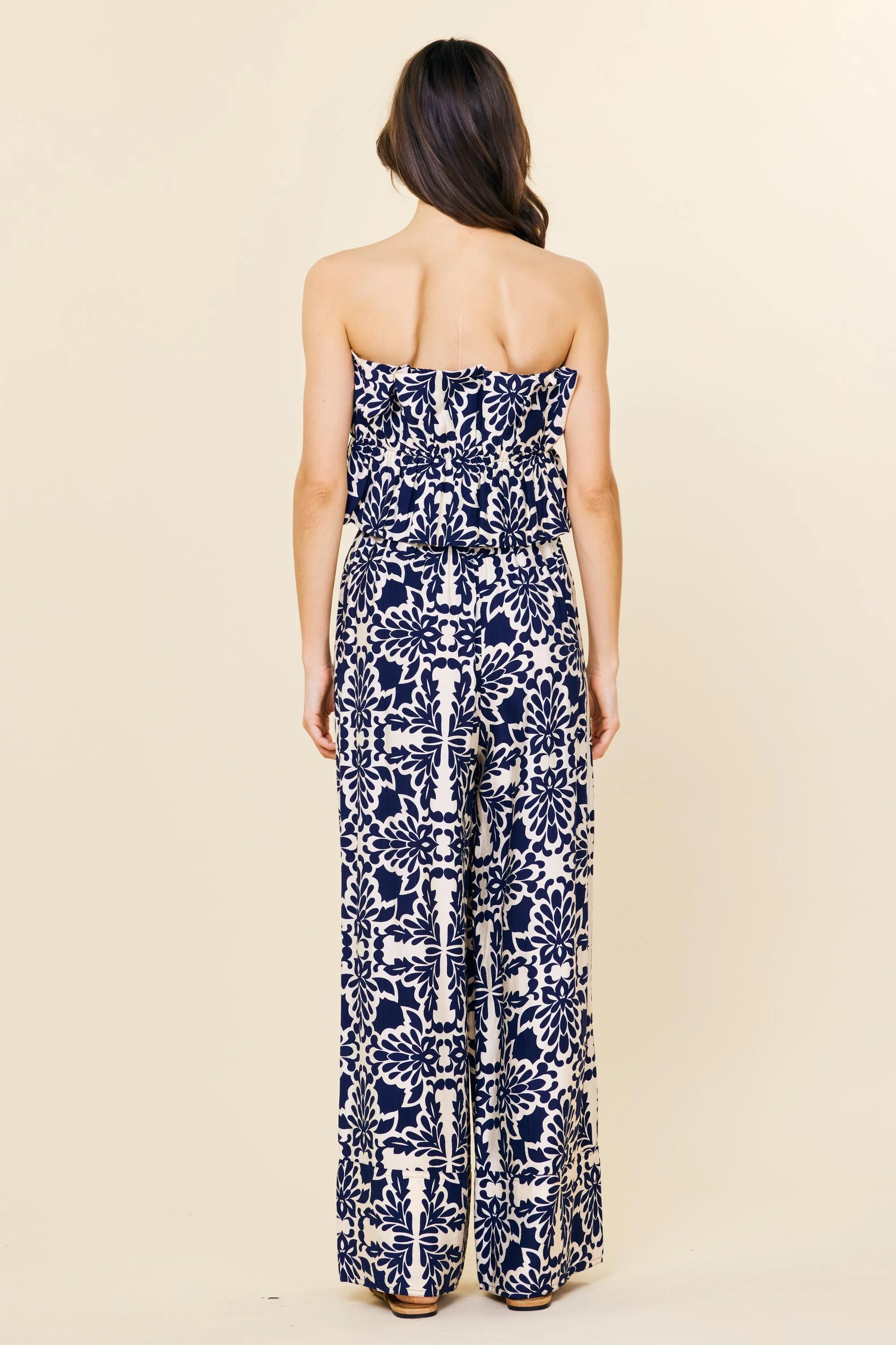 Avery Printed Wide Leg Strapless Jumpsuit - Image 3