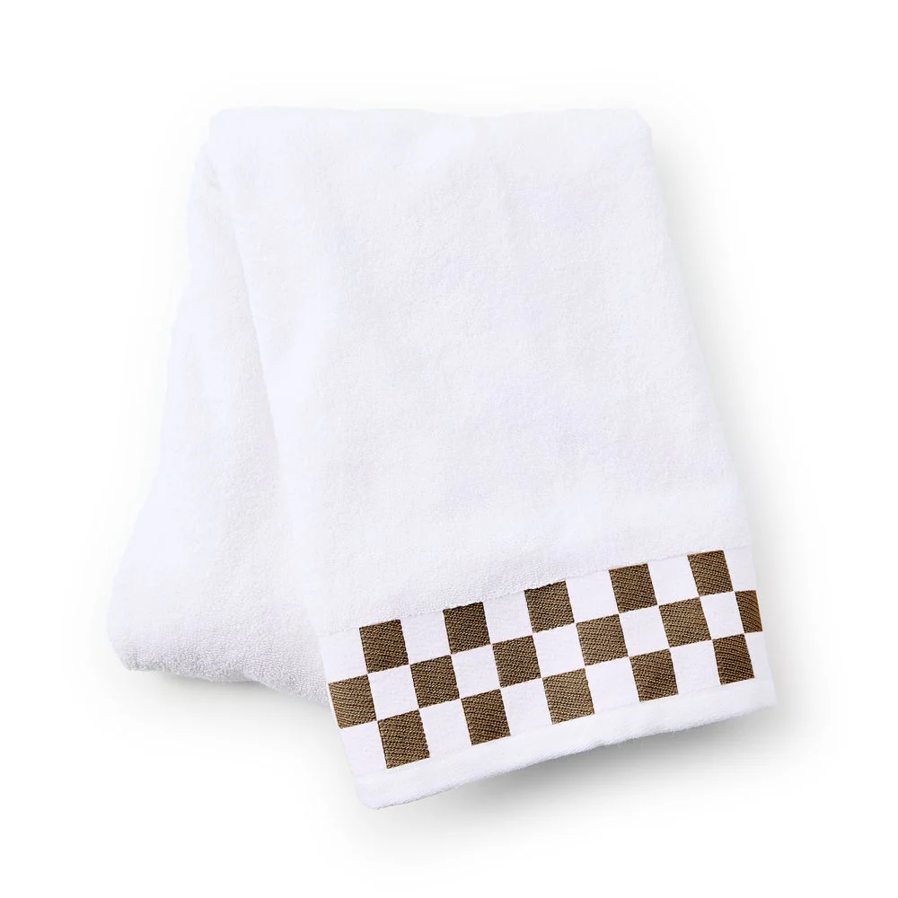 Bath Towel with Check Border - Image 5