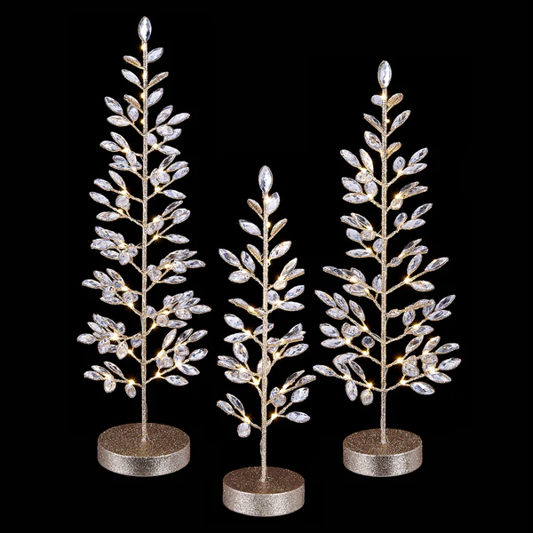 Battery Operated Glittered Rhinestone Tree - Clear Champagne - Image 2