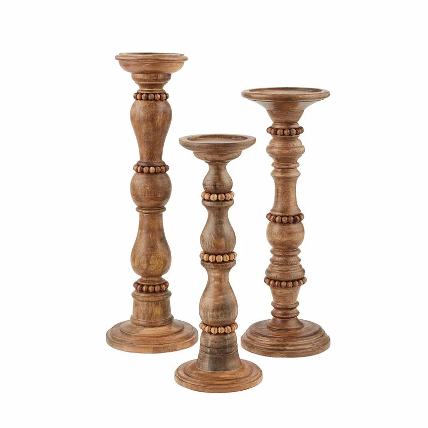 Beaded Wood Candle Stick