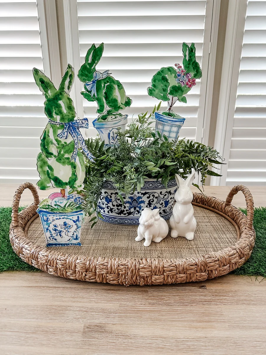 Beck's Boxwood Rabbits in Blue Pots - Sold Individually - Image 2
