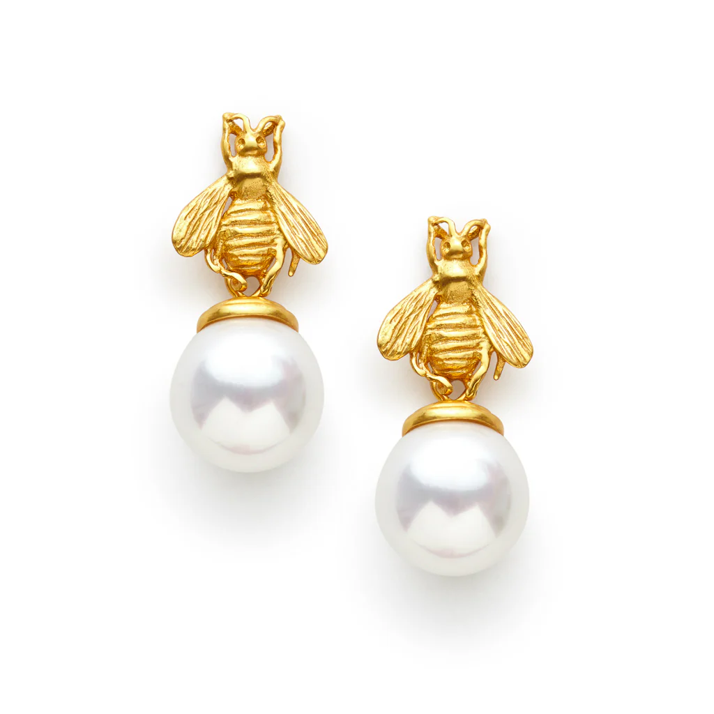 Bee Pearl Drop Earring
