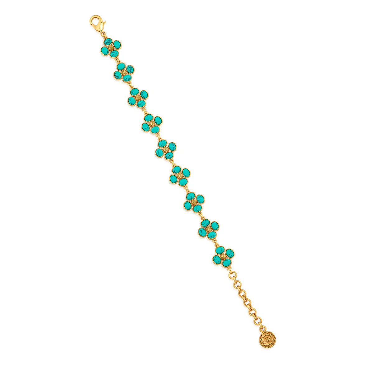 Berry Clover Link Bracelet, 7"+2" - Turquoise - Image 2