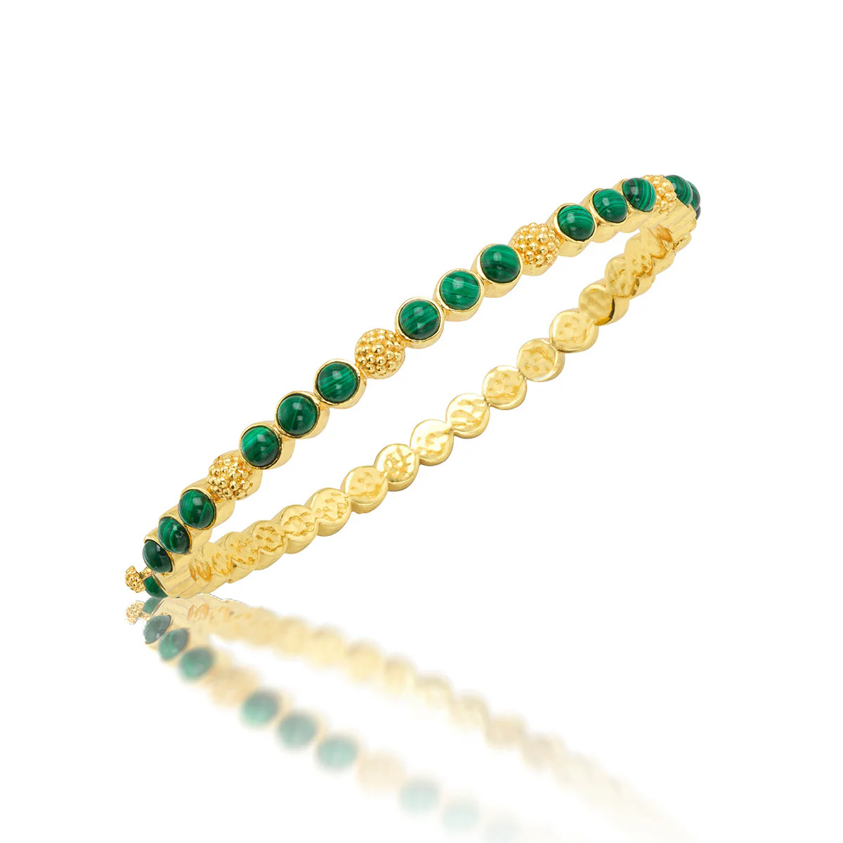 Berry Gem Petite Hinged Bangle - Malachite
