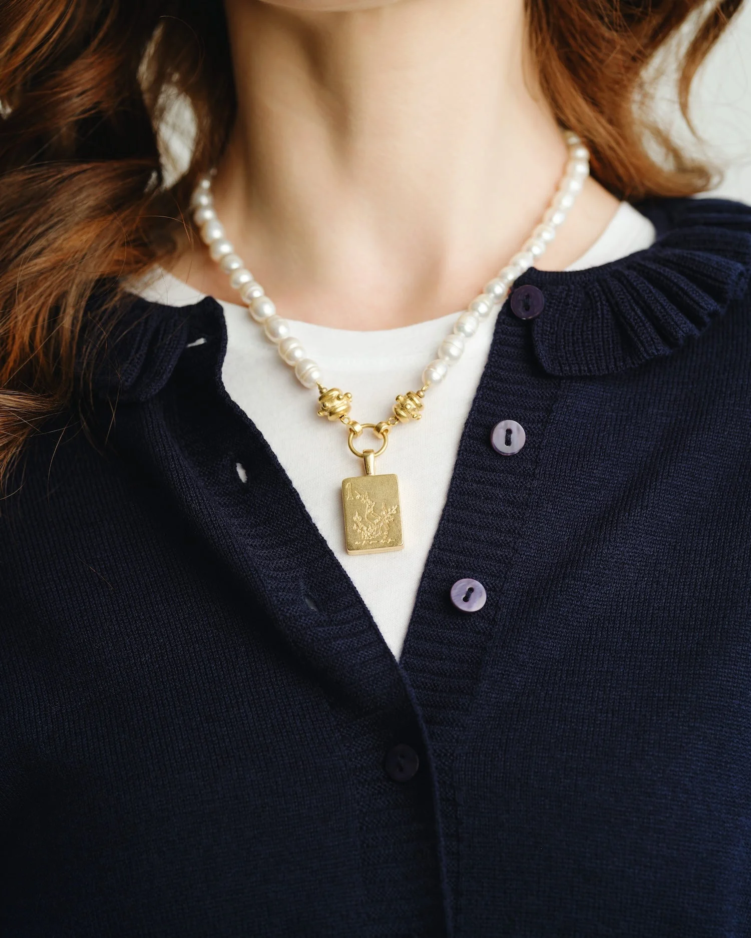 Bird Bam Mahjong Pearl Necklace - Image 3