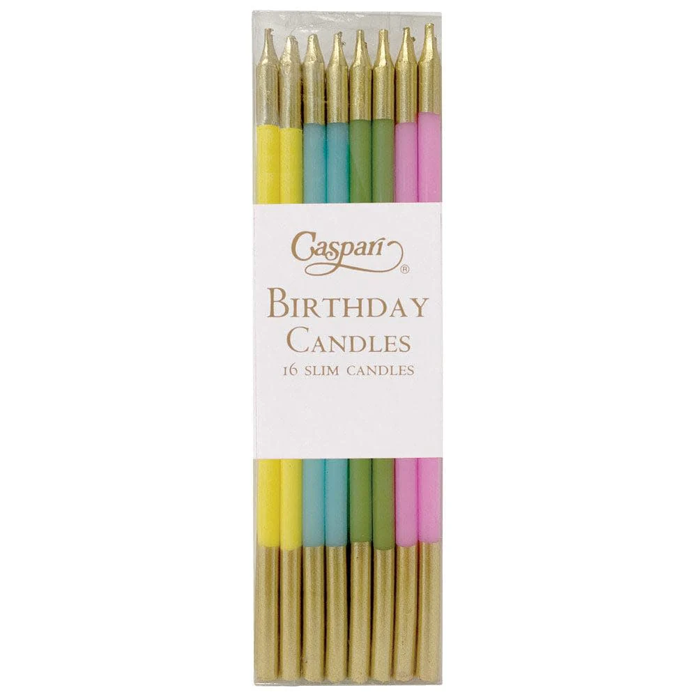 Birthday Slims Birthday Candles In Mixed Pastels - Sold as Set
