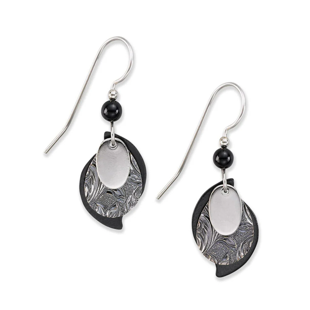 Black 3 Layer Paisley Earrings