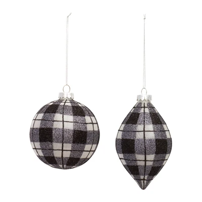 BLACK AND WHITE PLAID ORN - Sold Individually - Image 4