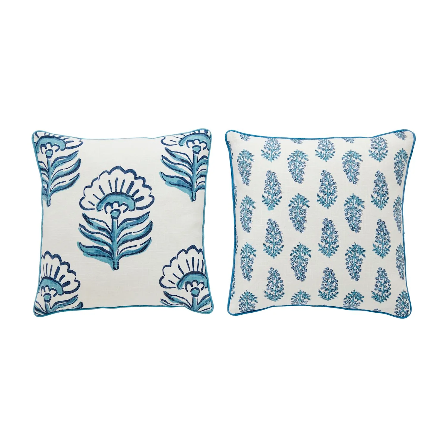 Blue Block Print Pillows