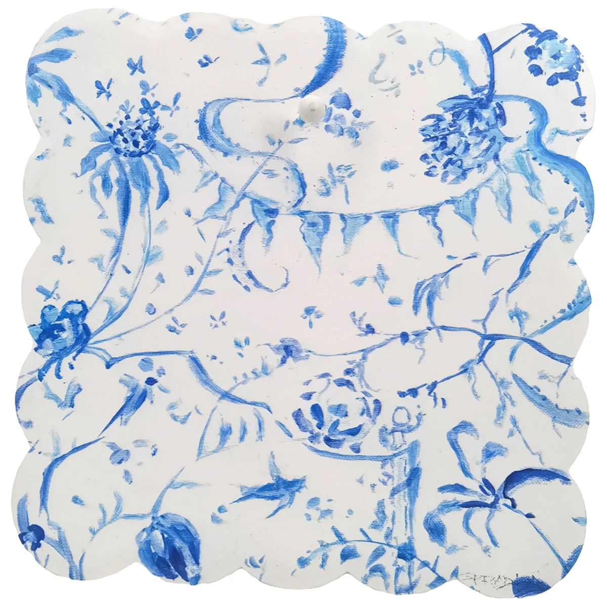 Blue Chinoiserie Scallop Display Board