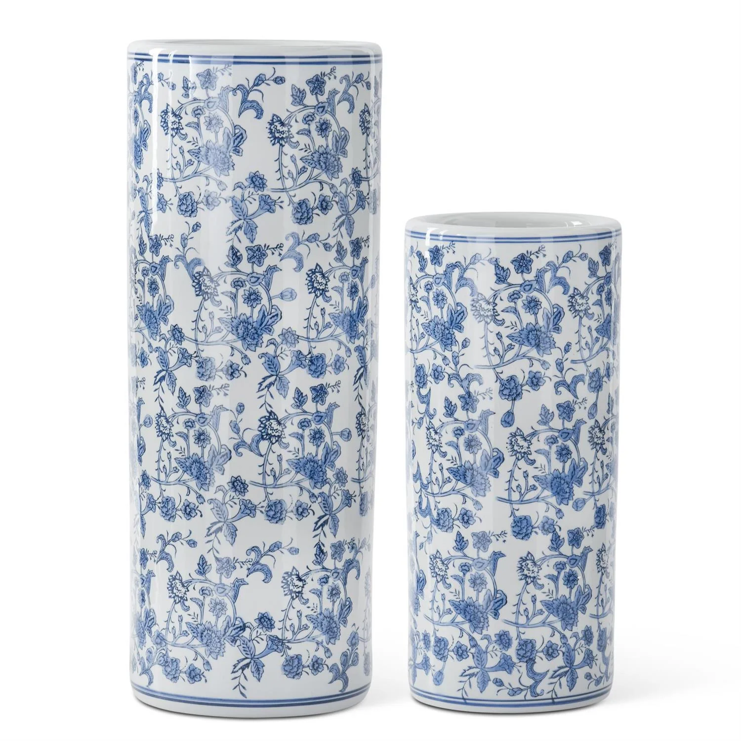 Blue & White Chinoiserie Cylinder Vase - Sold Individually