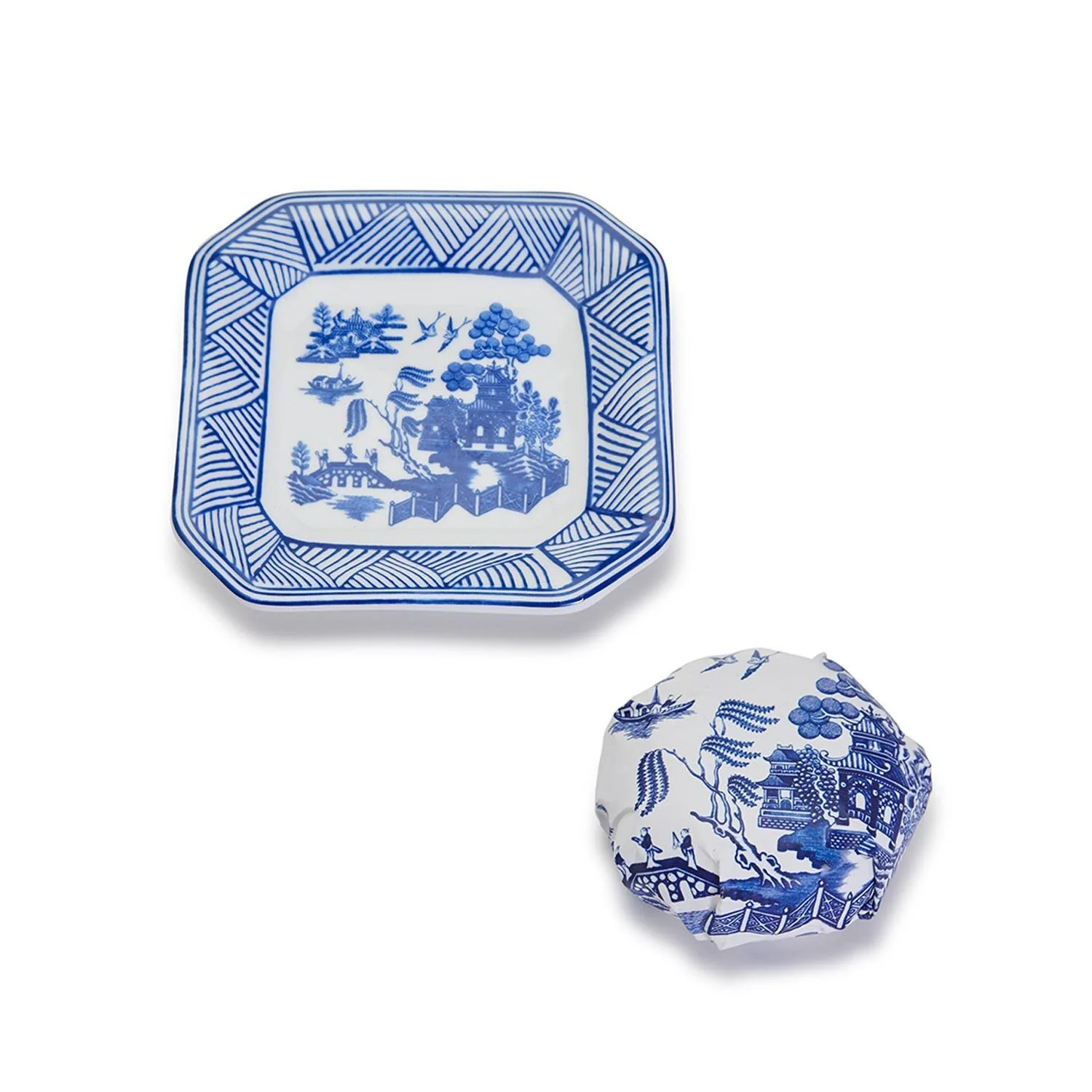 Blue Willow Sandalwood Scented French Milled Soap with Porcelain Tray - Image 3