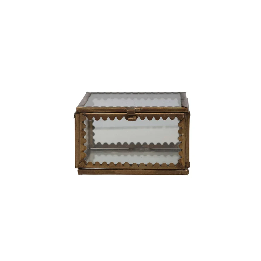 Brass & Glass Display Box with Scalloped Edges