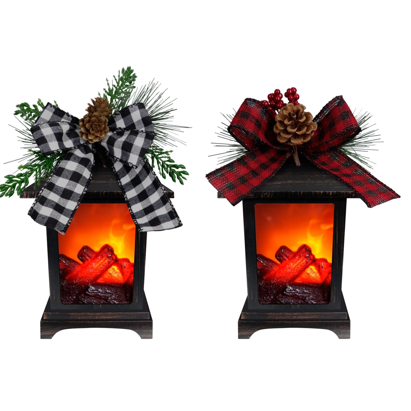Bronze Christmas Time Fireplace Lantern 9x5.8  - Christmas - Image 2