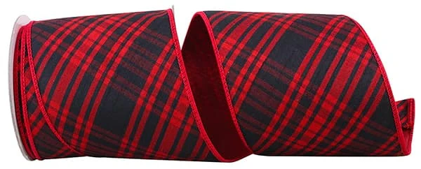 BUFFALO CABIN PLAID WIRED EDGE RIBBON  4"X10YDS