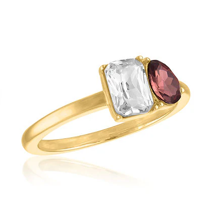 Burgundy Duo-Stone Gold Layers Ring - Image 5