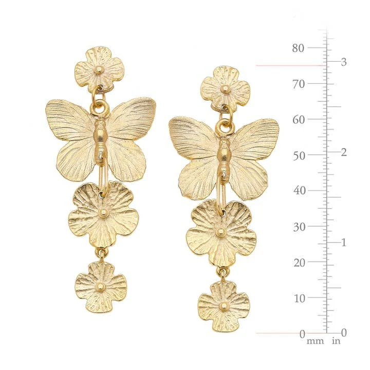 Butterfly + Flower Tier Earrings - Image 2