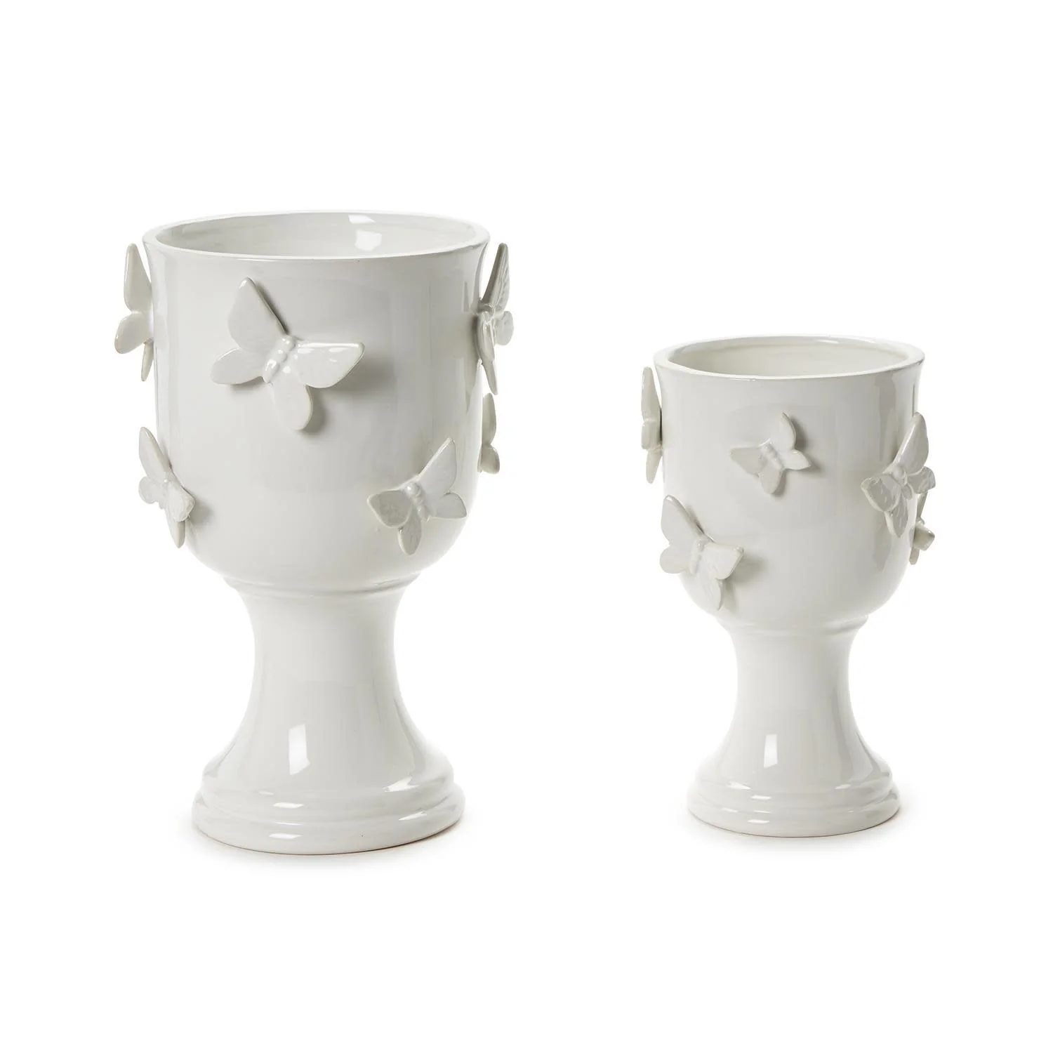 Butterfly Pedestal Cachepots with Sculpted Butterflies