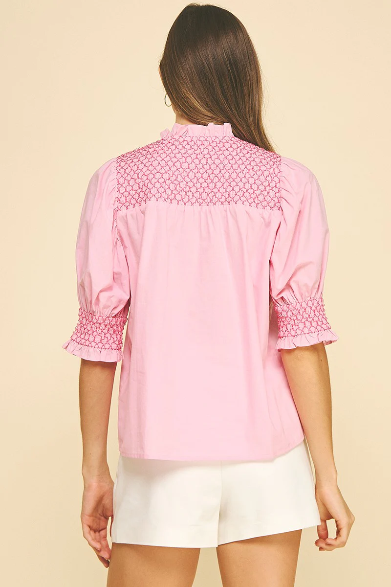 Camila Embroidered Button Down Blouse Top - Image 7