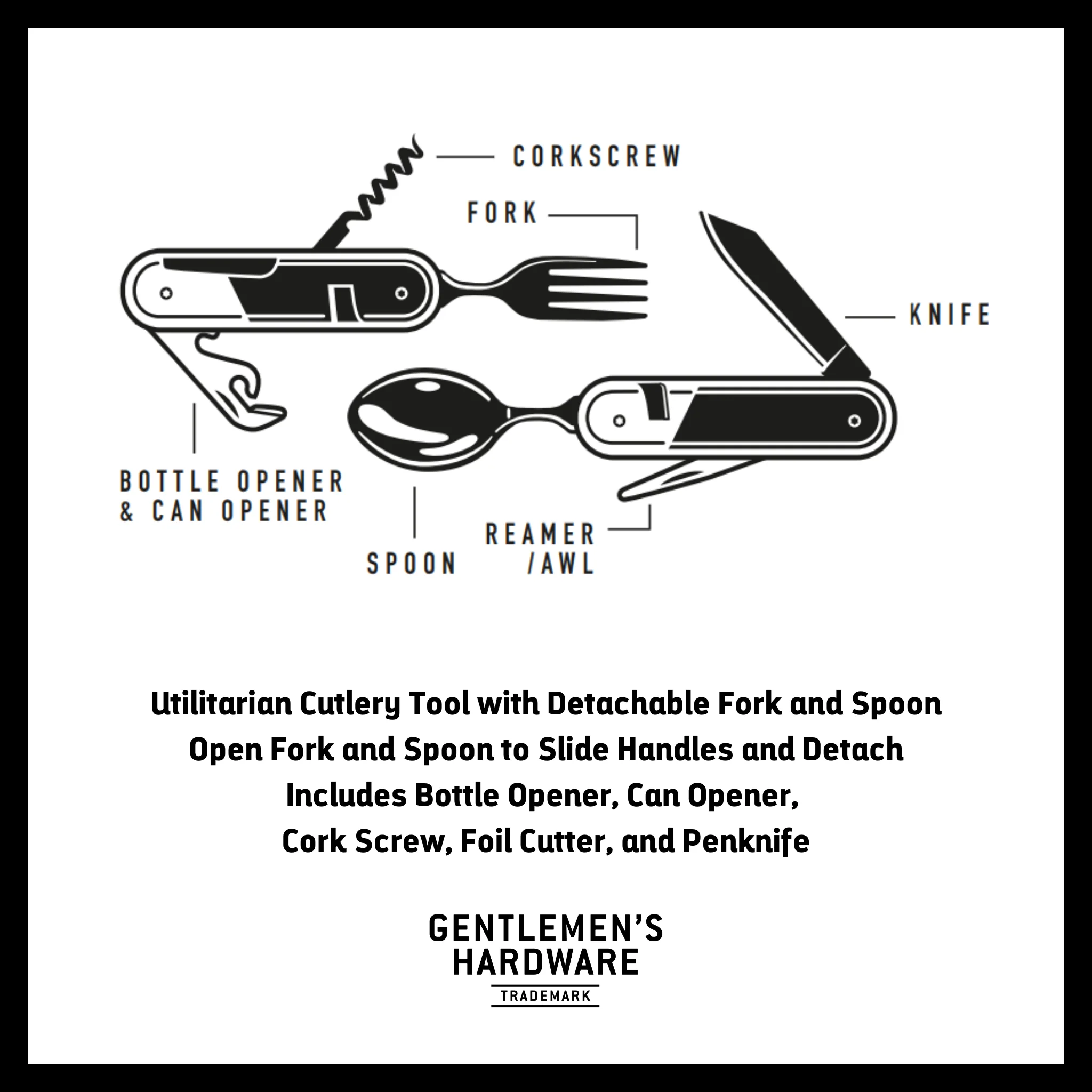 Camping Cutlery Utensil Multi Tool - Image 2