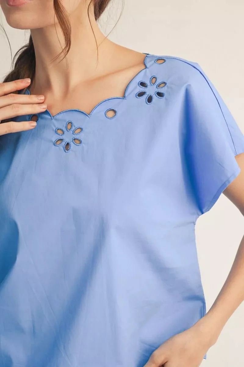 Caroline Drop Shoulder Eyelet Top - Image 3