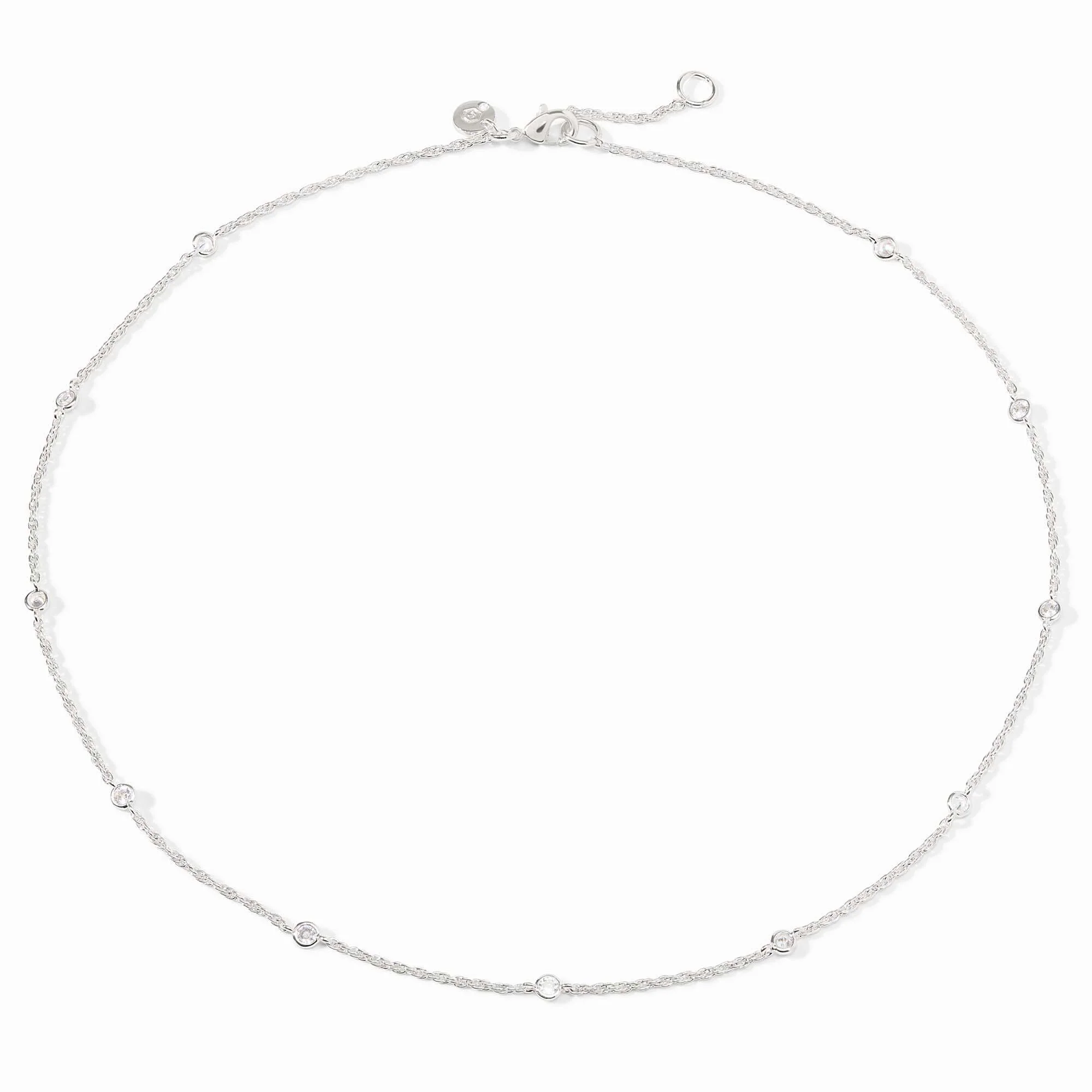 Celeste Delicate Station Necklace Silver Cubic Zirconia - Image 2