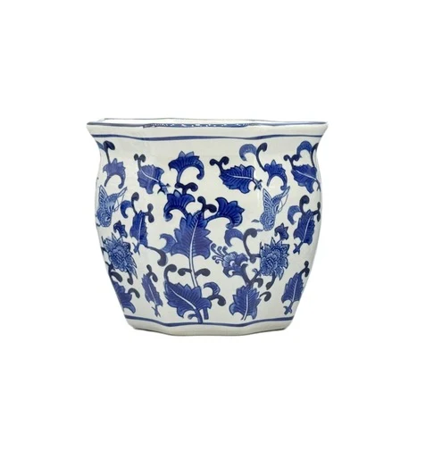 Ceramic Chinoiserie Planter Pot Blue & White - Sold Individually - Image 8