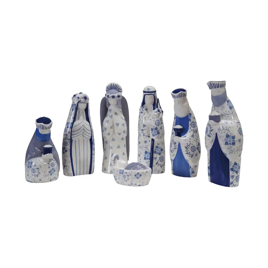 Ceramic Natvity Blue & White - Sold as Set