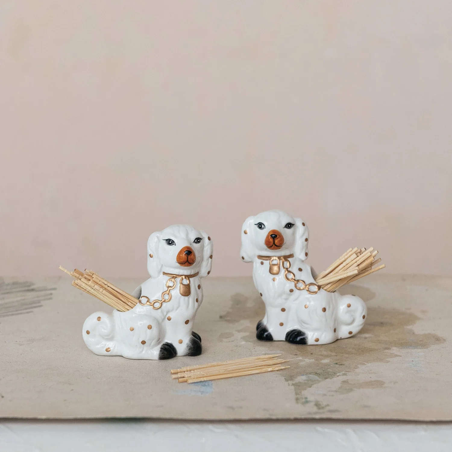 Ceramic Staffordshire Dog Shaped Toothpick Holder - Sold Individually - Image 2