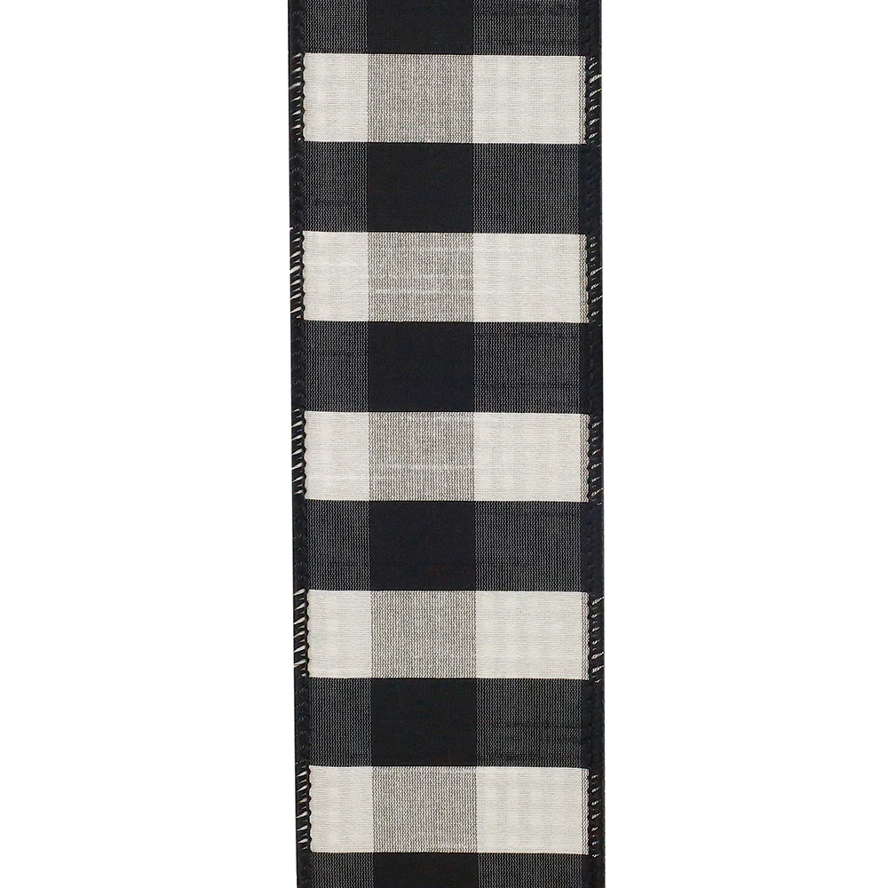 Check 2-Sided Dupioni Deluxe Wired Edge Black - Image 2