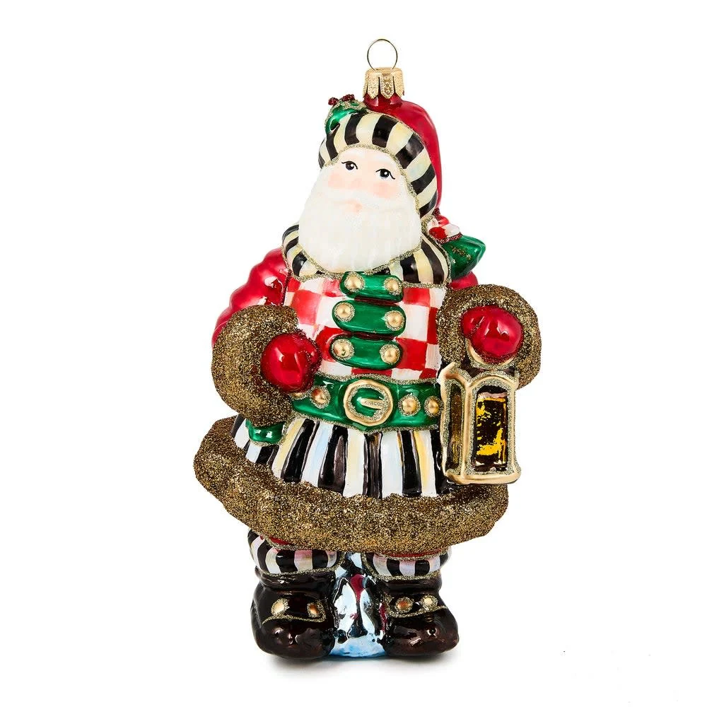 Check It Out Town Crier Santa Glass Ornament - Image 3