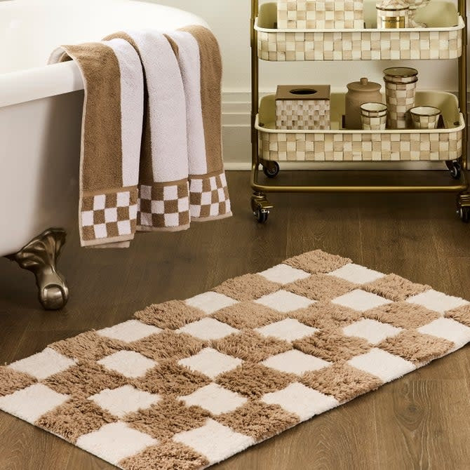 Checkerboard Taupe Bath Rug - Image 2