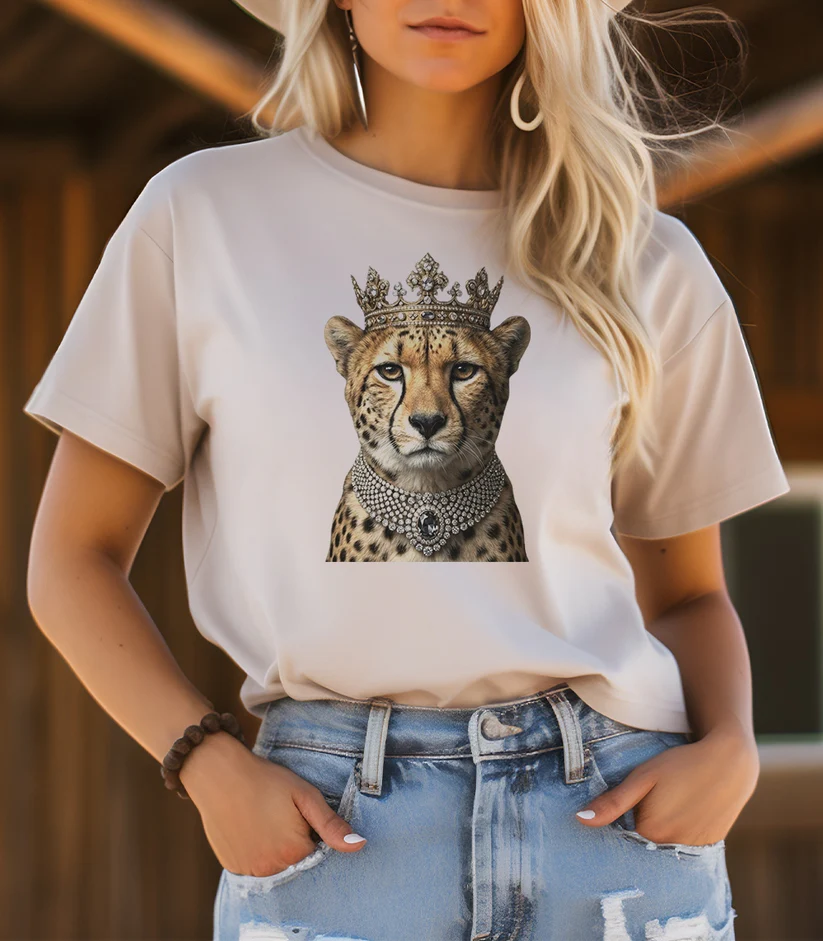 Cheetah Crown Jewels Sand Bling T-Shirt