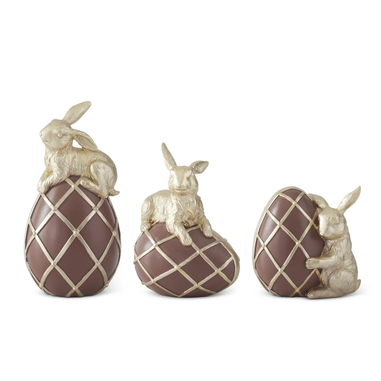 Chocolate & Gold Resin Easter Egg With Gold Bunny - Sold Individually