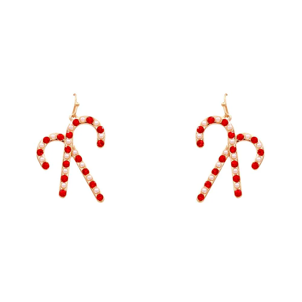 Christmas Candy Cane Dangle Earring